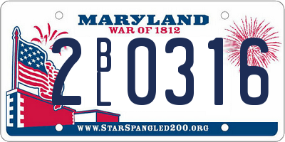 MD license plate 2BL0316