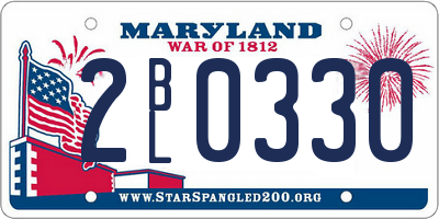 MD license plate 2BL0330