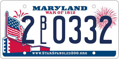 MD license plate 2BL0332