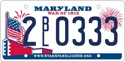 MD license plate 2BL0333