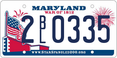 MD license plate 2BL0335