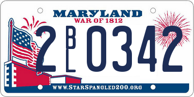 MD license plate 2BL0342