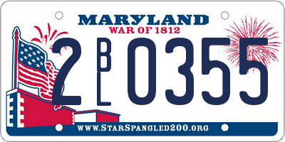 MD license plate 2BL0355