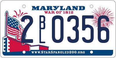 MD license plate 2BL0356