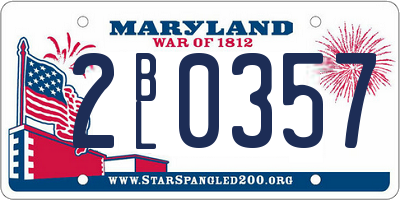 MD license plate 2BL0357