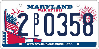 MD license plate 2BL0358