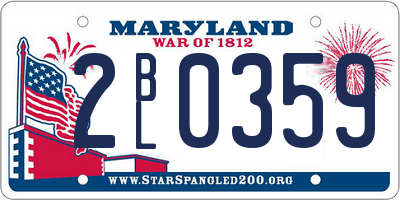 MD license plate 2BL0359