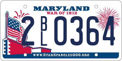 MD license plate 2BL0364