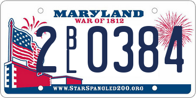 MD license plate 2BL0384
