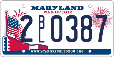 MD license plate 2BL0387