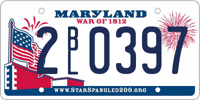 MD license plate 2BL0397