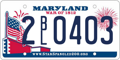 MD license plate 2BL0403