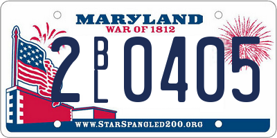 MD license plate 2BL0405