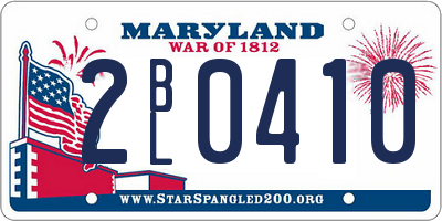 MD license plate 2BL0410