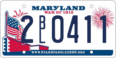 MD license plate 2BL0411