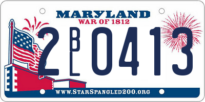 MD license plate 2BL0413
