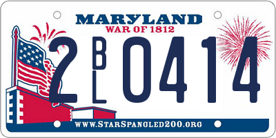 MD license plate 2BL0414