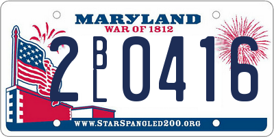 MD license plate 2BL0416
