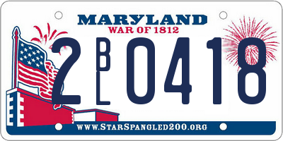 MD license plate 2BL0418