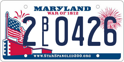 MD license plate 2BL0426