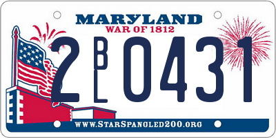 MD license plate 2BL0431