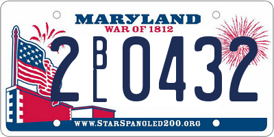 MD license plate 2BL0432