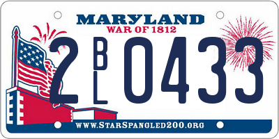 MD license plate 2BL0433