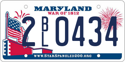 MD license plate 2BL0434