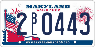 MD license plate 2BL0443