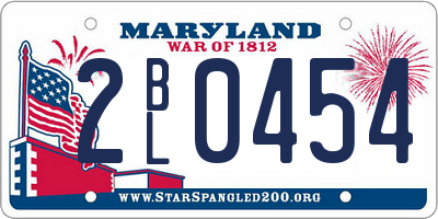 MD license plate 2BL0454
