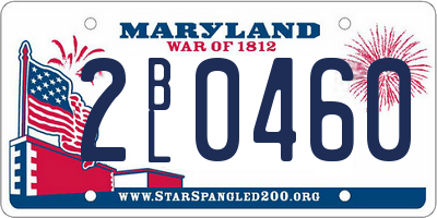MD license plate 2BL0460