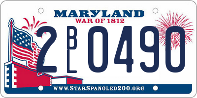 MD license plate 2BL0490