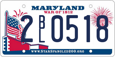 MD license plate 2BL0518