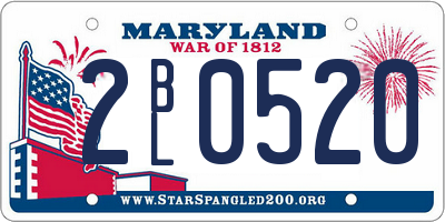 MD license plate 2BL0520
