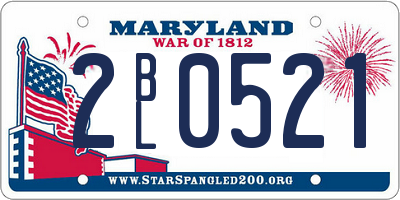 MD license plate 2BL0521