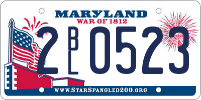 MD license plate 2BL0523