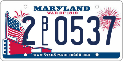 MD license plate 2BL0537