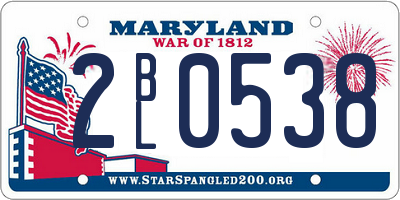 MD license plate 2BL0538