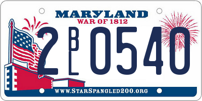 MD license plate 2BL0540