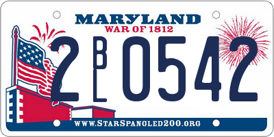 MD license plate 2BL0542
