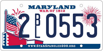 MD license plate 2BL0553