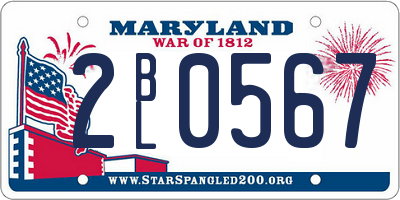 MD license plate 2BL0567
