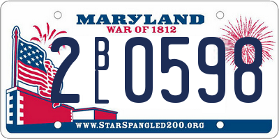 MD license plate 2BL0598