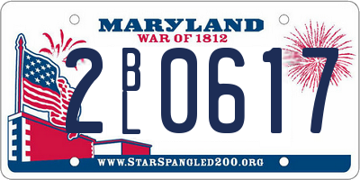 MD license plate 2BL0617