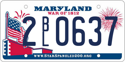 MD license plate 2BL0637