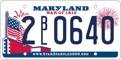 MD license plate 2BL0640