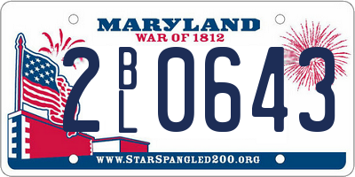 MD license plate 2BL0643