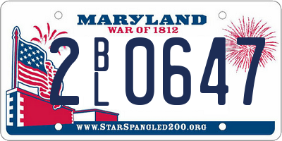 MD license plate 2BL0647
