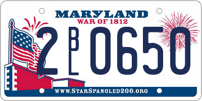 MD license plate 2BL0650