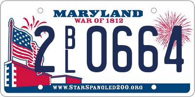 MD license plate 2BL0664